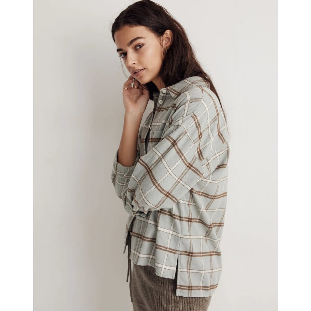 Madewell Womens Plaid Flannel Long-Sleeve Boxy Shirt S